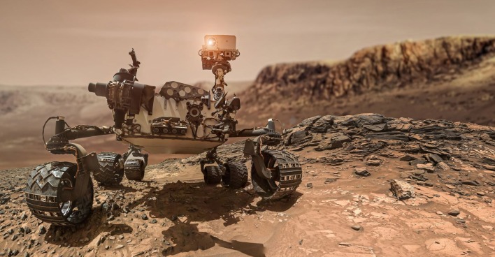 Ein Rover auf einem anderen Planeten.