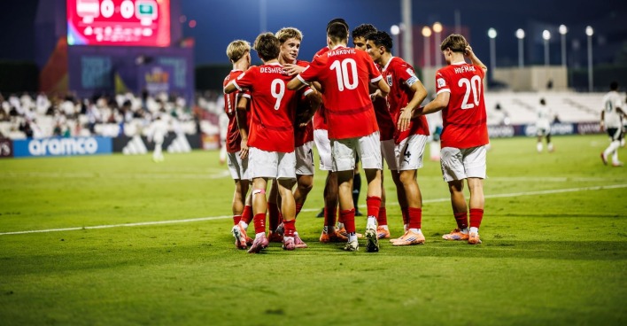 U17-Mannschaft des Österreichischen Fußballbundes ÖFB während der Weltmeisterschaft in Katar