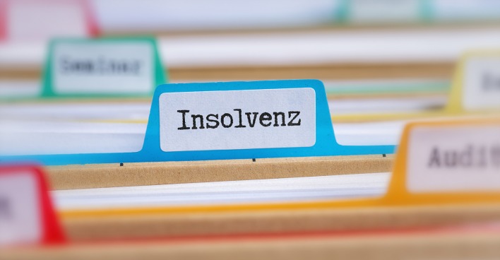 Bunte Registerkarten mit der Aufschrift "Insolvenz"