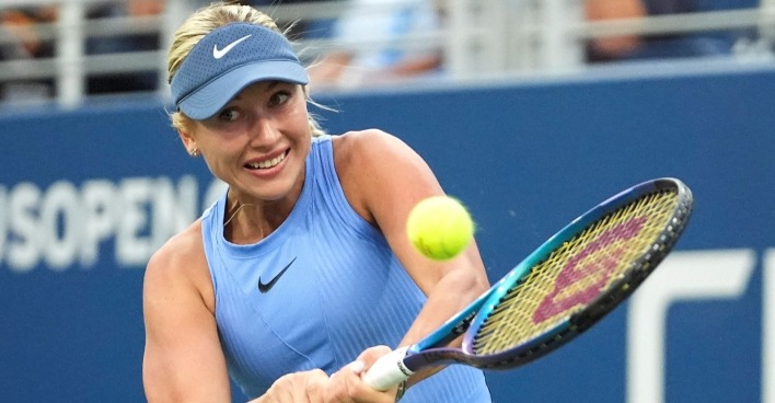 Anastasia Potapova während ihrer Zweitrunden-Partie bei den US-Open