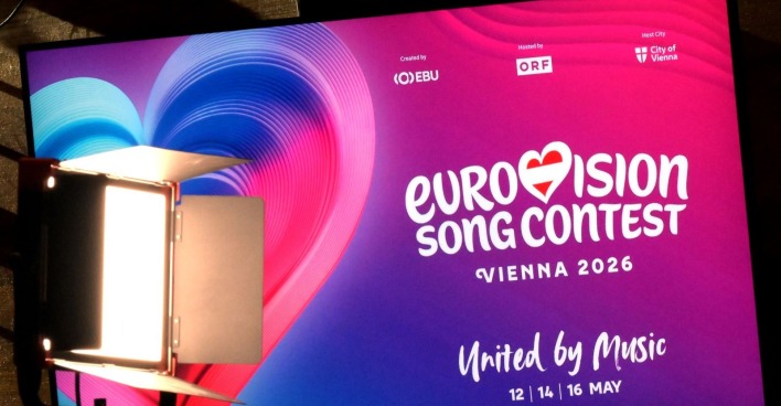 as Logo zum Eurovision Song Contest - Vienna 2026 , im Rahmen eines Pressetermins "Medienupdate zum Eurovision Song Contest" am Dienstag, 18. November 2025 in der Wiener Stadthalle
