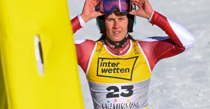Ricarda Haaser während des Trainings zur Ski-WM-2025in Saalbach-Hinterglemm