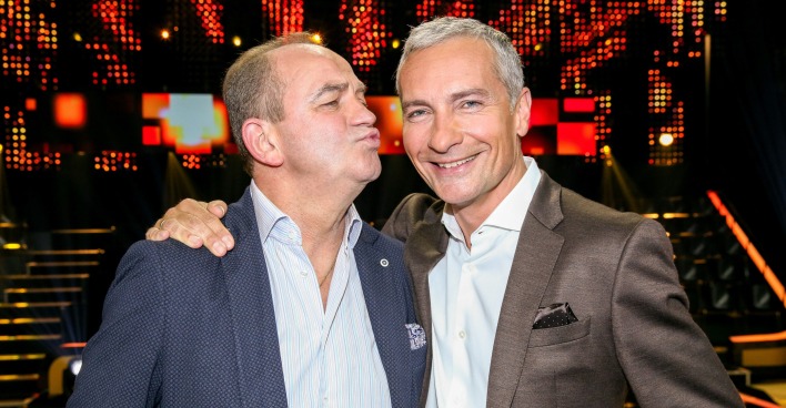 Herbert Prohaska und Rainer Pariasek bei einer Veranstaltung.