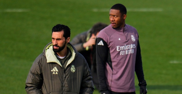 David Alaba und Alvaro Arbeloa während einem Training.