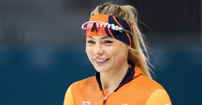 Jutta Leerdam bei einem Training vor Olympia 2026.