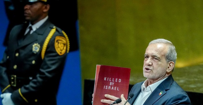 Massud Peseschkian, Teil der neuen Regierung im Iran während einer UN-Sitzung in New York