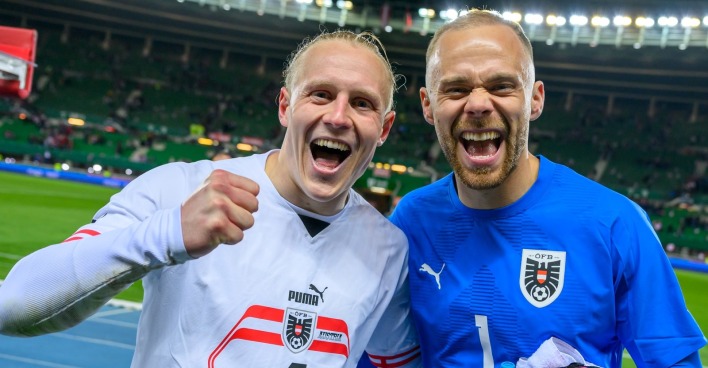 Xaver Schlager und Alexander Schlager beim Testspiel gegen die Türkei im März 2024.