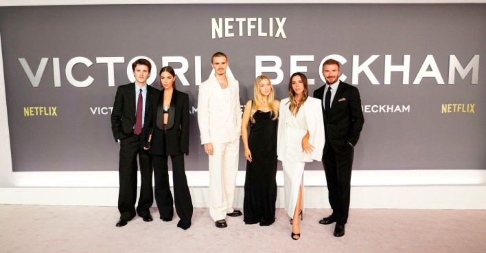 Die Familie Beckham ohne Sohn Brooklyn bei einem Event.