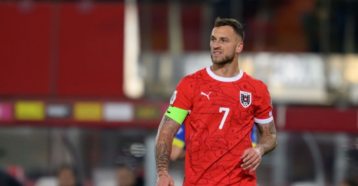 Marko Arnautovic im ÖFB-Trikot während eines Spiels – klare Absage an Forsthaus Rampensau