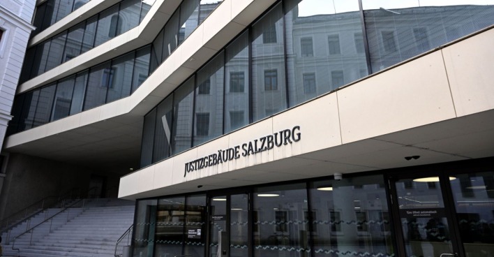 Justizgebäude Salzburg vor Mordprozess nach tödlichen Schüssen auf mutmaßlichen Einbrecher