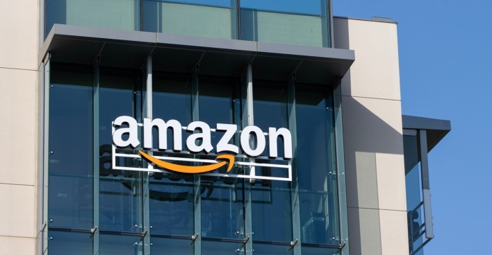 Das Amazon-Logo ist im Büro des Unternehmens in Palo Alto, Kalifornien, zu sehen.