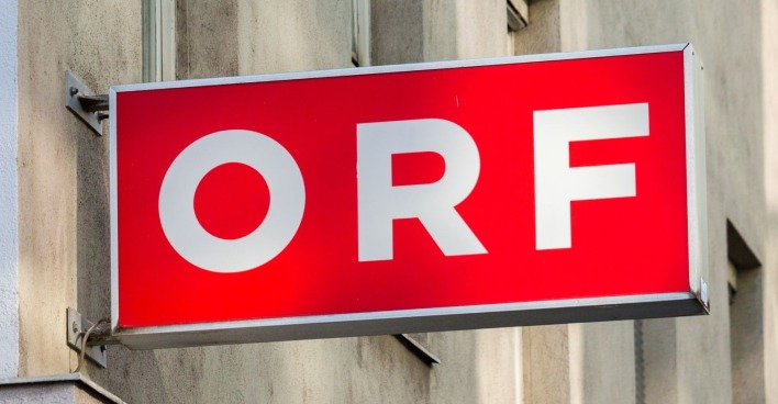 ORF Logo an Gebäude in Wien als Symbolbild zur Causa Roland Weißmann und den Ermittlungen gegen eine ORF-Mitarbeiterin