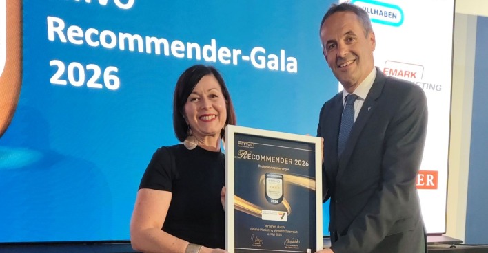Kärntner Landesversicherung erhält FMVÖ-Recommender Award 2026 für Kund:innenorientierung bei Gala in Wien