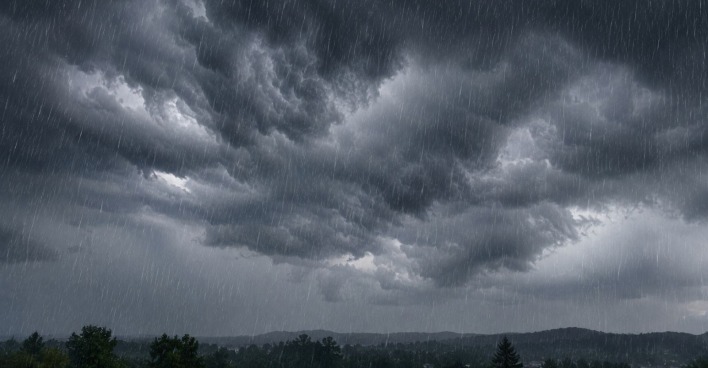Regenwolken und Regenschauer als Themenbild für das Wetter in Österreich
