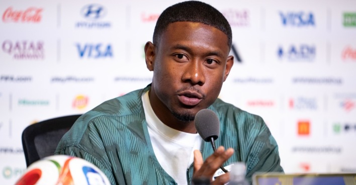 David Alaba vor dem Spiel gegen Jordanien bei der PK.