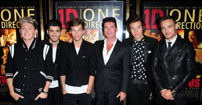 One Direction mit Simon Cowell: Niall Horan, Zayn Malik, Louis Tomlinson, Harry Styles und Liam Payne bei einer Filmpremiere. Nach Liam Paynes Tod steht nun sein Sohn Bear als Erbe des Millionenvermögens fest.