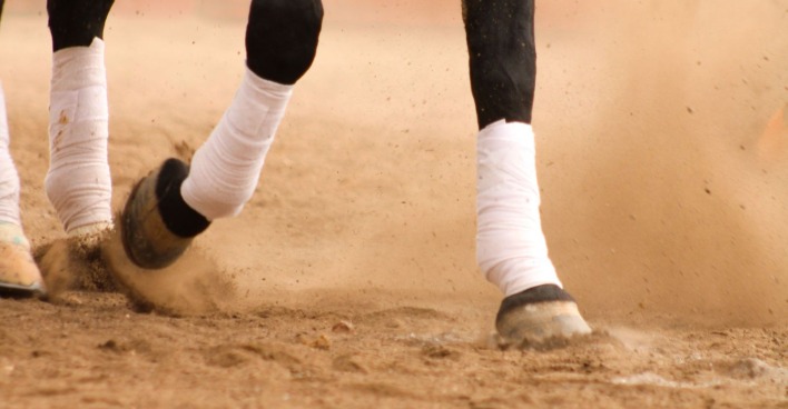 Reiten in der Steiermark: Pferdehufe in einer Reithalle symbolisieren einen Reitunfall, bei dem eine zwölfjährige Reiterin im Gesicht verletzt wurde.