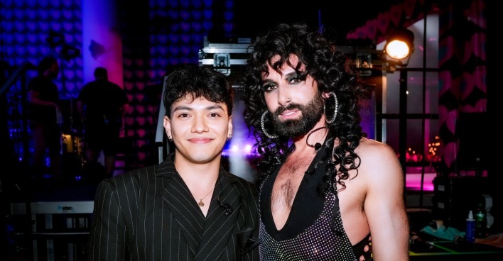 JJ und Conchita Wurst gemeinsam bei der Vienna Pride 2026 in Wien auf der Bühne