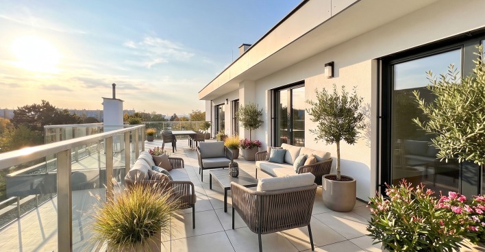 Haus mit Dachterrasse | Credit: Glorit Bausysteme