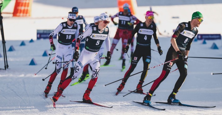 Athleten der Nordischen Kombination im Langlauf-Wettkampf: Die traditionsreiche Disziplin wird ab den Olympischen Winterspielen 2030 nicht mehr im Programm stehen.