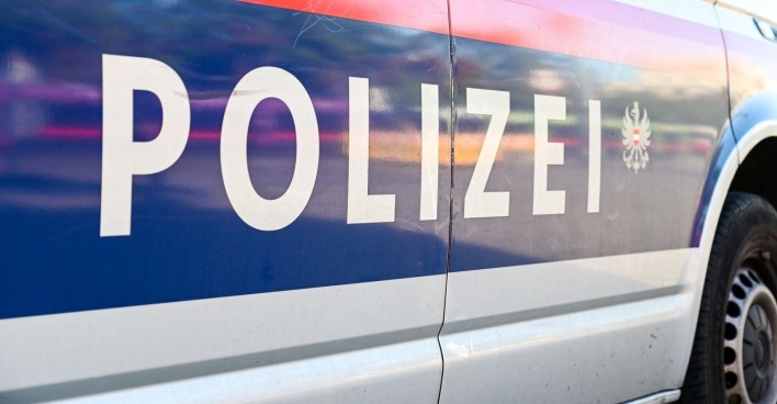 Außenansicht eines Polizeiwagens in Wien auf Streife