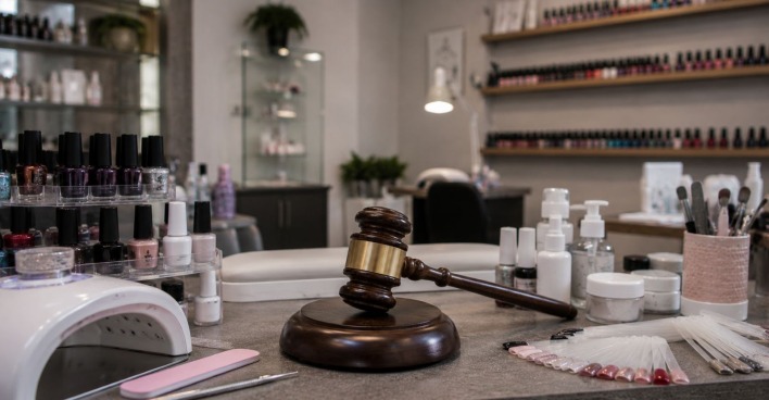 Ein Nagelsalon mit Maniküre-Tischen und Studio-Einrichtung