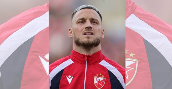 Marko Arnautovic von Roter Stern Belgrad blickt enttäuscht während des Europa-League-Qualifikationsspiels gegen Viktoria Pilsen