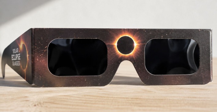 Sonnenfinsternisbrille mit dunklen Schutzfiltern zur sicheren Beobachtung einer Sonnenfinsternis kann man auch heute noch kaufen