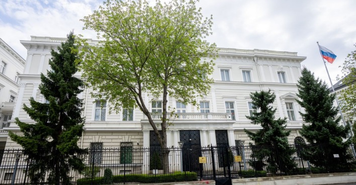Außenansicht der russischen Botschaft in Wien