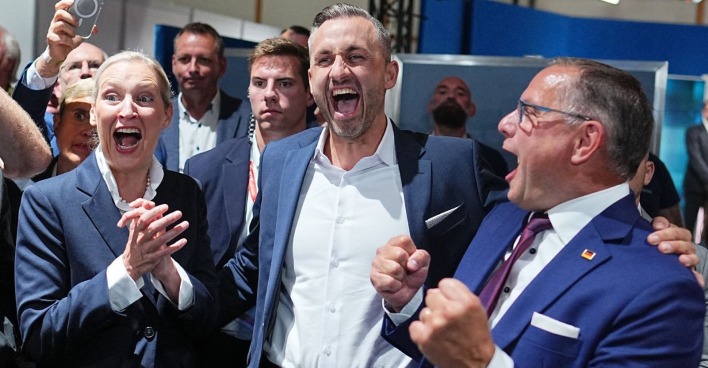 Jubel bei der AfD nach dem Wahlsieg bei der Landtagswahl in Sachsen-Anhalt mit 43,8 Prozent.