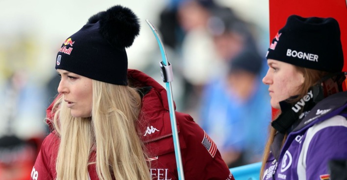 Lindsey Vonn bei einem Skirennen. Die Ski-Ikone teilt auf Instagram eine emotionale Erinnerung an ihren vermissten Vierbeiner.