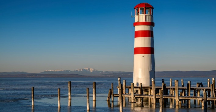 Panoramaansicht des Neusiedler Sees in Podersdorf