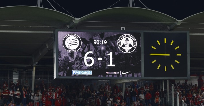 Sturm Graz gewinnt das 204. Grazer Derby gegen den GAK mit 6:1.