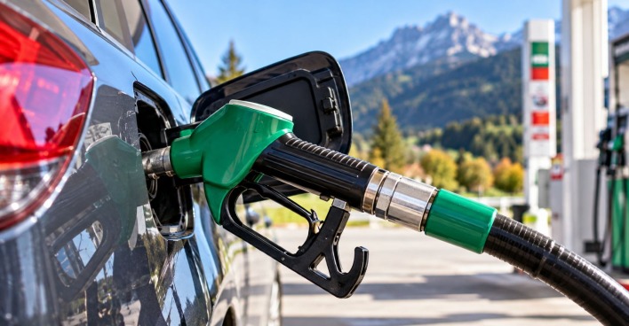 Zapfsäule an einer Tankstelle in Österreich