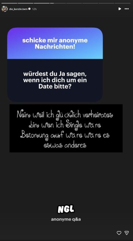 TWM-Kerstin aus „Teenager werden Mütter“ beantwortet auf Instagram eine anonyme Frage zu einem möglichen Date und erklärt, dass sie glücklich verheiratet ist.