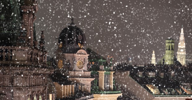 Schneeflocken über Wien