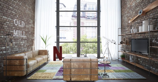 Wohnzimmer im industriellen Stil | Credit: iStock.com/Jovy86