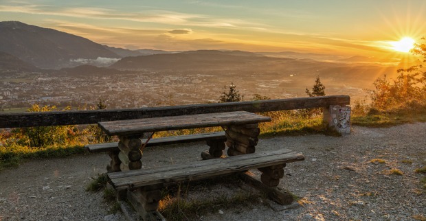 Ausblick bei Sonnenuntergang