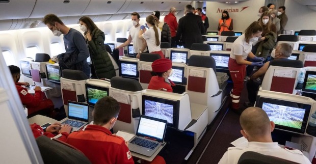 Boeing Maschine als Impfstraße| Credit: Austrian Airlines