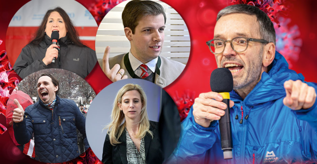 Collage: Monika Donner, Martin Rutter, Alexander Tschugguel, Edith Brötzner und Herbert Kickl