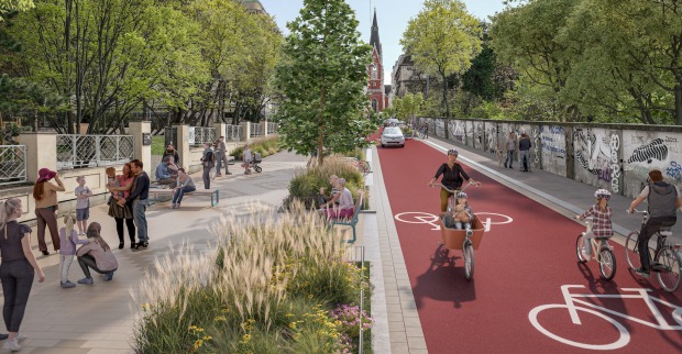 Radfahrer und Fußgeher auf der Wiener Argentinierstraße | Credit: ZOOM VP.AT/Mobilitätsagentur