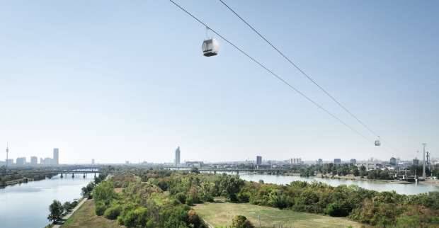 Seilbahn über der Wiener Donauinsel an einem sonnigen Tagv | Credit: ZOOM VP.AT/Genial Tourismus- &amp; Projektentwicklung GmbH