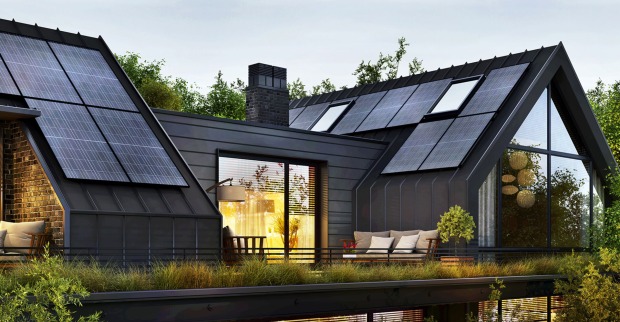 Modernes Wohnhaus mit Photovoltaikanlage auf dem Dach | Credit: iStock.com/sl-f