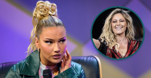 Bildmontage: Shirin David in einer Talkshow, daneben ein kleineres Porträt von Helene Fischer