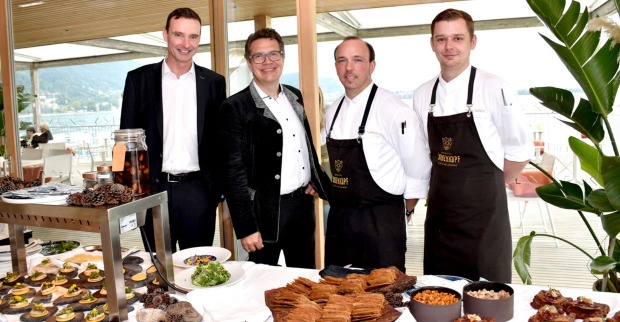 Hotel-Direktor Christian Kaindl (Seehotel am Kaiserstrand), Marc Baldauf (Dir. Berghotel Biberkopf), Küchenchef Philip Lochmann und Sous Chef Damir Stefanic.