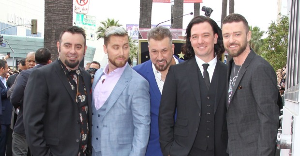 Justin Timberlake, Joey Fatone, Chris Kirkpatrick, Lance Bass, JC Chasez  am Walk of Fame
