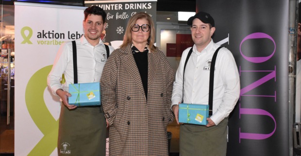 Lydia Vukojevic (Linea Uno GF) mit den La Café Chefs Manuel Vetter (li.) und Claudio Errico