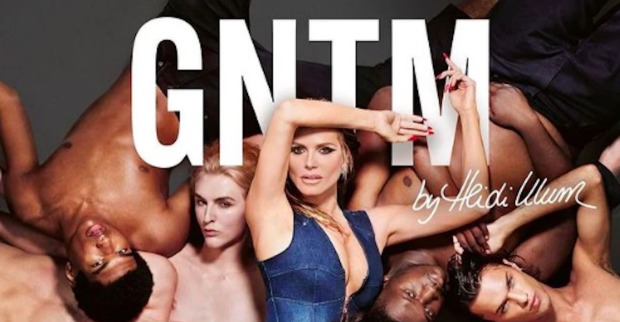 Das Cover von GNTM mit Heidi Klum und den Männermodels.