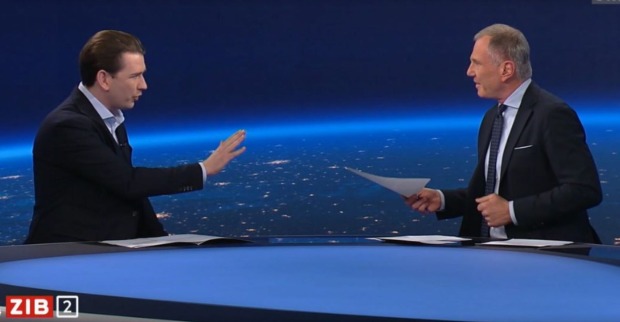 Sebastian Kurz und Armin Wolf diskutieren in der ZIB2