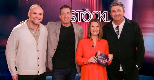 Barbara Stöckl mit Hans Sigl, Viktor Gernot und Thomas Stipsits.